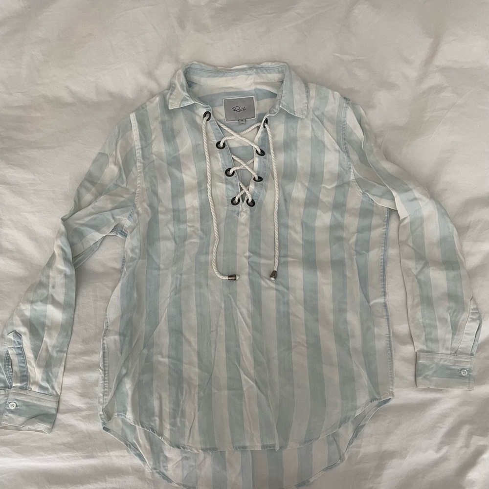 Anthropologie - striped white/blue blouse, size XS